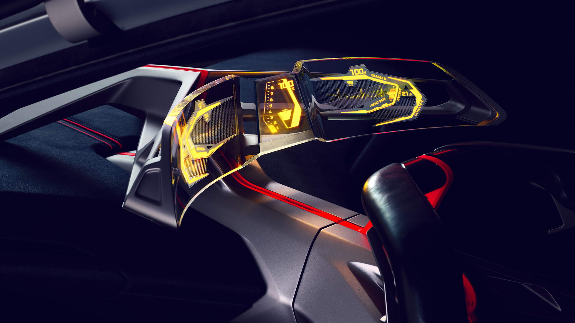 BMW Vision M NEXT, интериор BMW Vision M NEXT, интериор, Boost Pod, Curved Glass Display