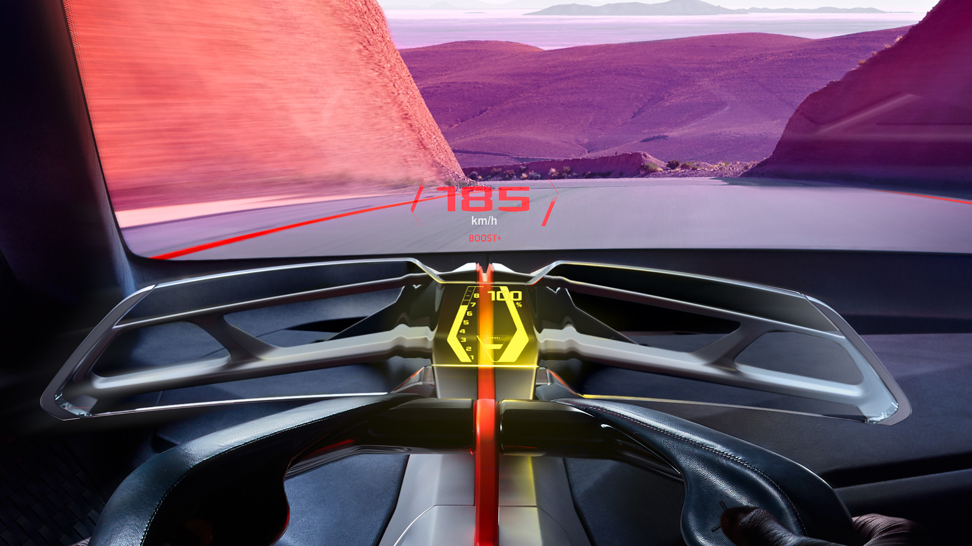 BMW Vision M NEXT, интериор BMW Vision M NEXT, интериор, Boost Pod, Full AR Head-up дисплей