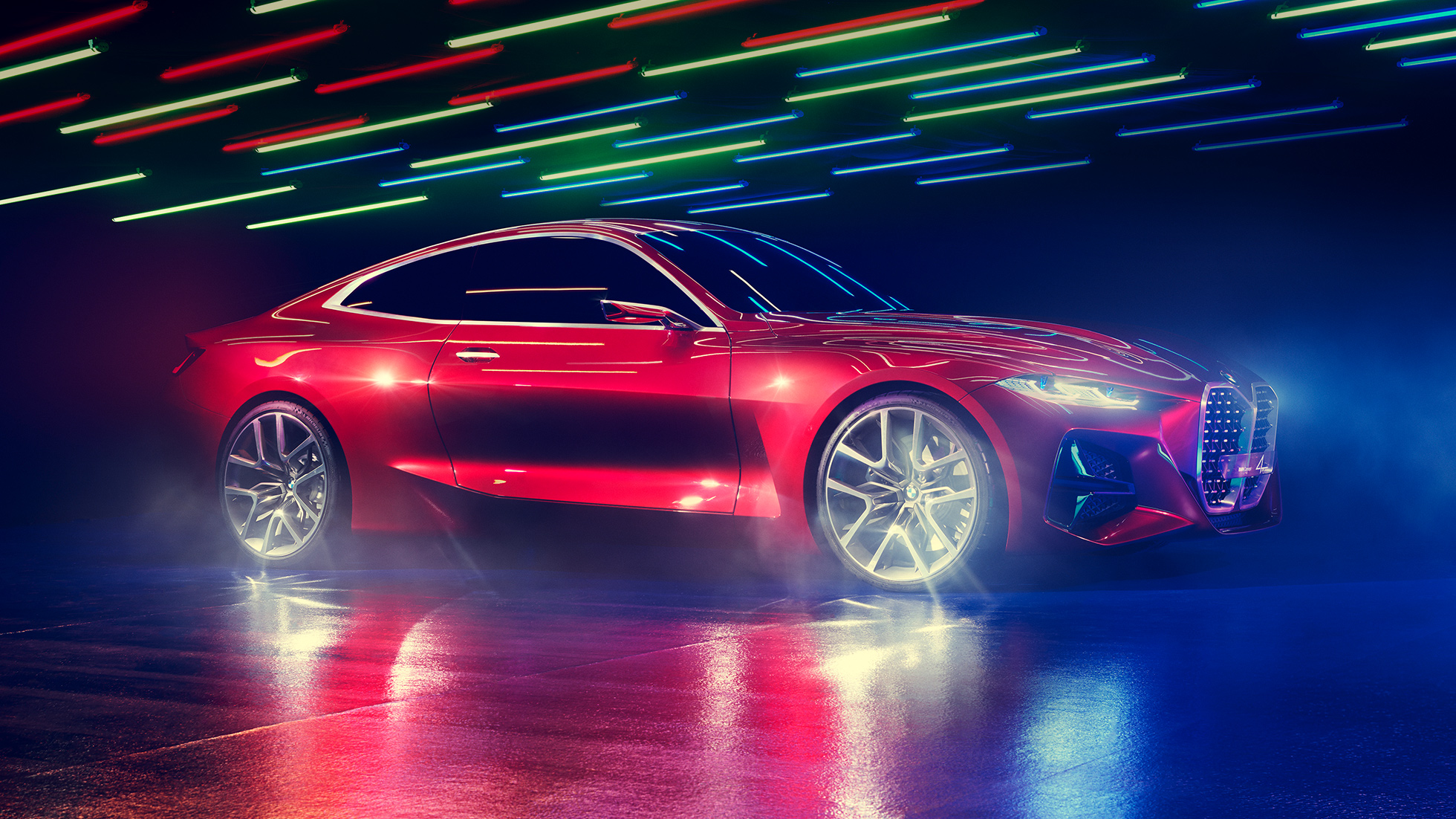 Емоционален дизайнерски език, BMW Concept 4 Емоционален дизайнерски език, BMW Concept 4 Forbidden Red, външен дизайн, изглед отстрани