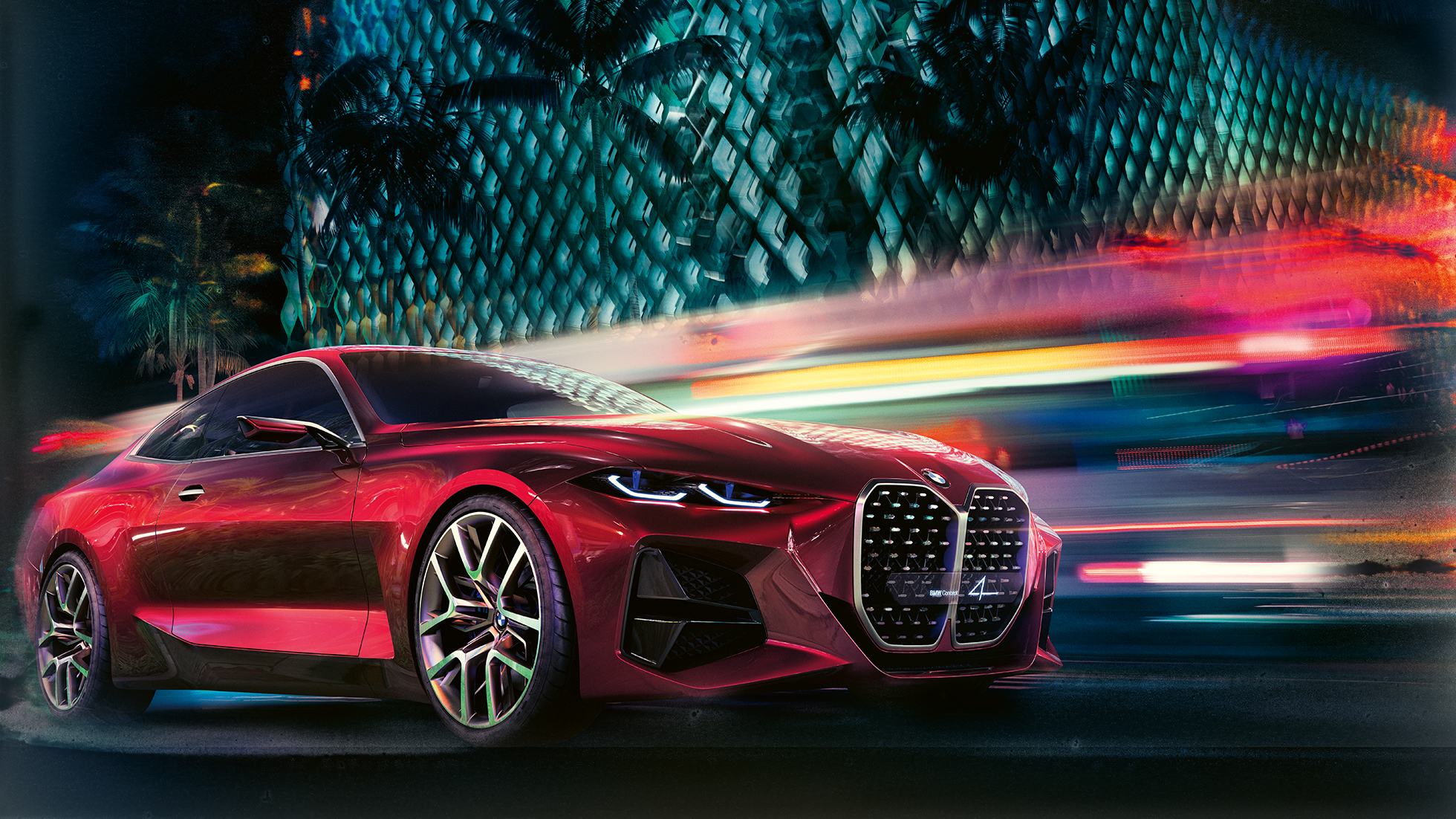 BMW Concept 4, три четвърти изглед отпред BMW Concept 4 Forbidden Red, външен дизайн, три четвърти изглед отпред
