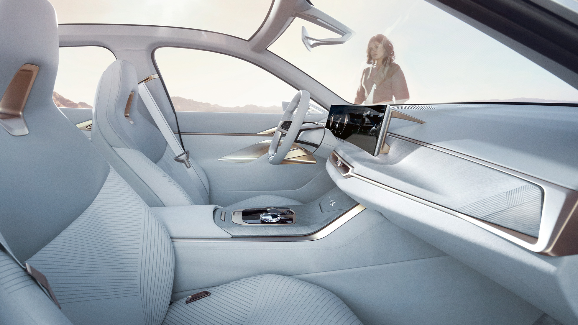 Интериор BMW Concept i4 2020 G26 Интериор BMW Concept i4 2020 G26 електромобил напълно електрическо BMW Гран Купе