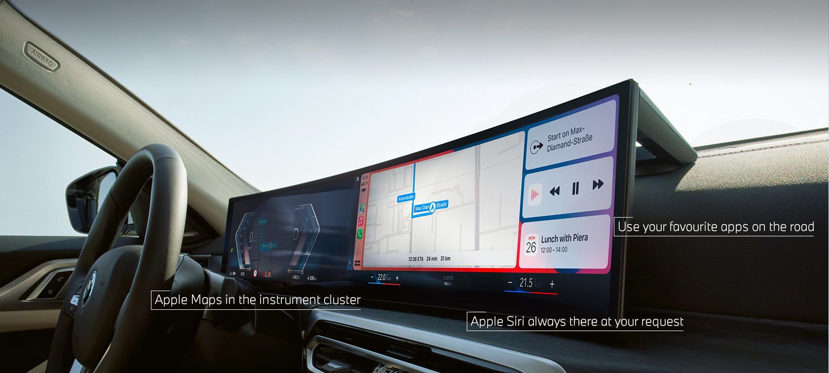 Apple CarPlay® меню на BMW Curved Display Apple CarPlay® меню на BMW Curved Display на BMW ConnectedDrive
