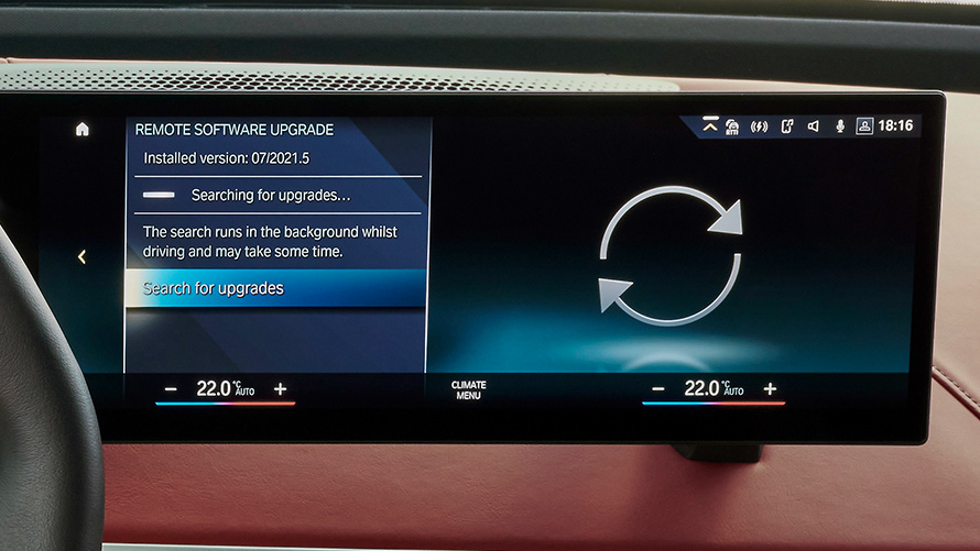 Снимка отблизо контролен дисплей Remote Software Upgrade снимка отблизо BMW контролен дисплей