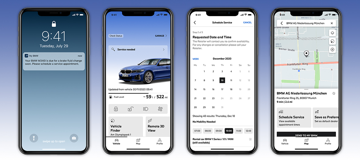 My BMW App проверка на нуждата от обслужване на автомобила екран на смартфон My BMW App проверка на нуждата от обслужване на автомобила екран на смартфон
