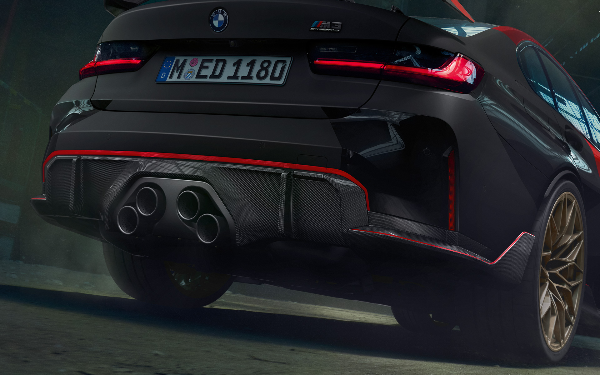 BMW M Performance Parts BMW M3 G80 три четвърти изглед отзад